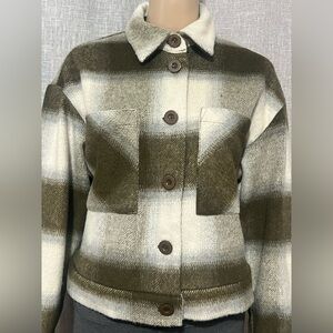 New*KUT FROM THE KLOTH luciana crop jacket in~SMALL ~in olive/cream~